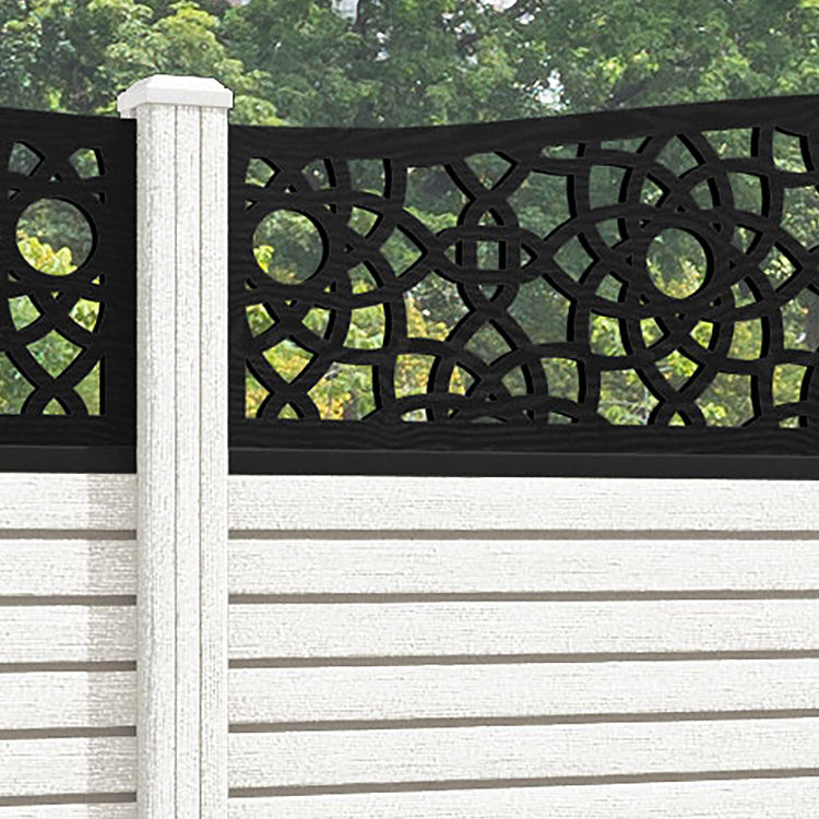 Hudson Ambar Curved Top Fence Panel - Light Stone - with our composite posts