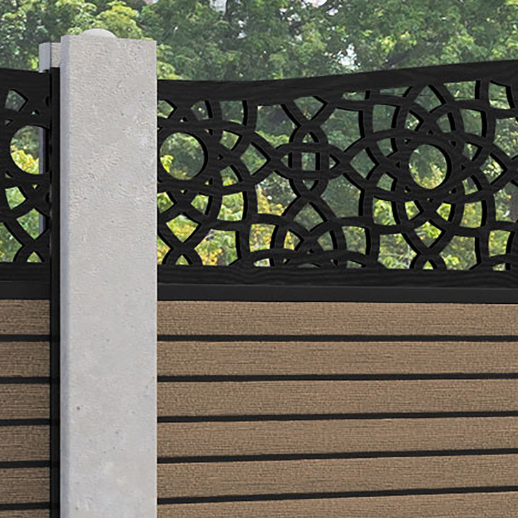 Hudson Ambar Curved Top Fence Panel - Teak - for existing concrete posts