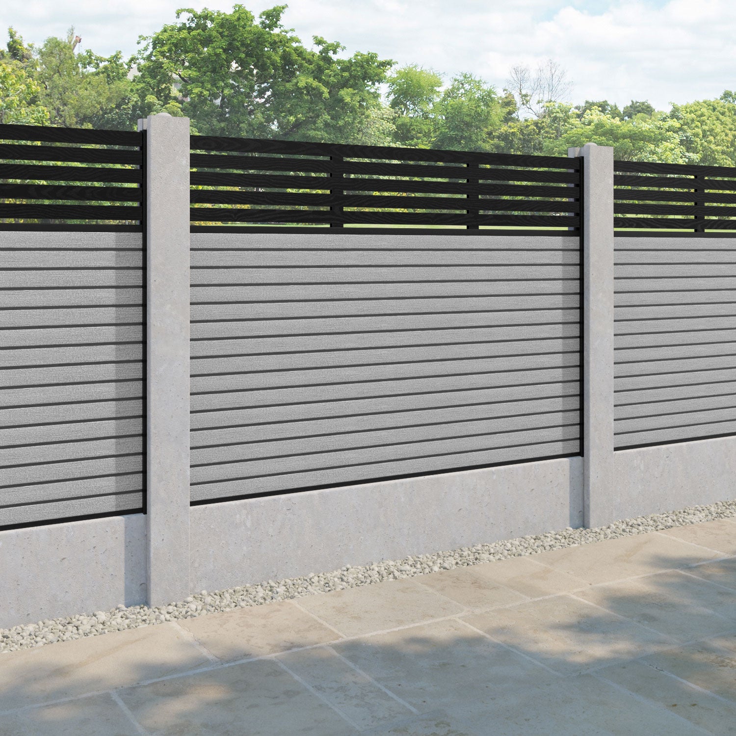 Hudson Aspen Fence Panel - Light Grey - for existing concrete posts