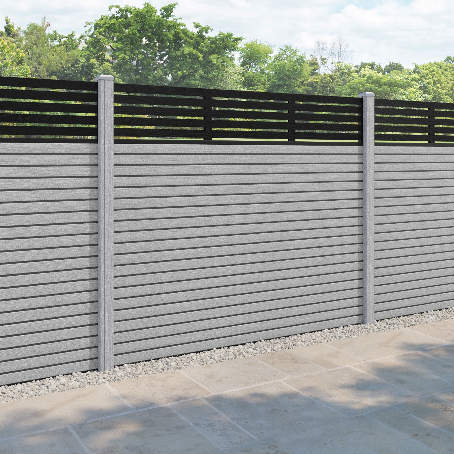 Hudson Aspen Fence Panel - Light Grey - with our composite posts