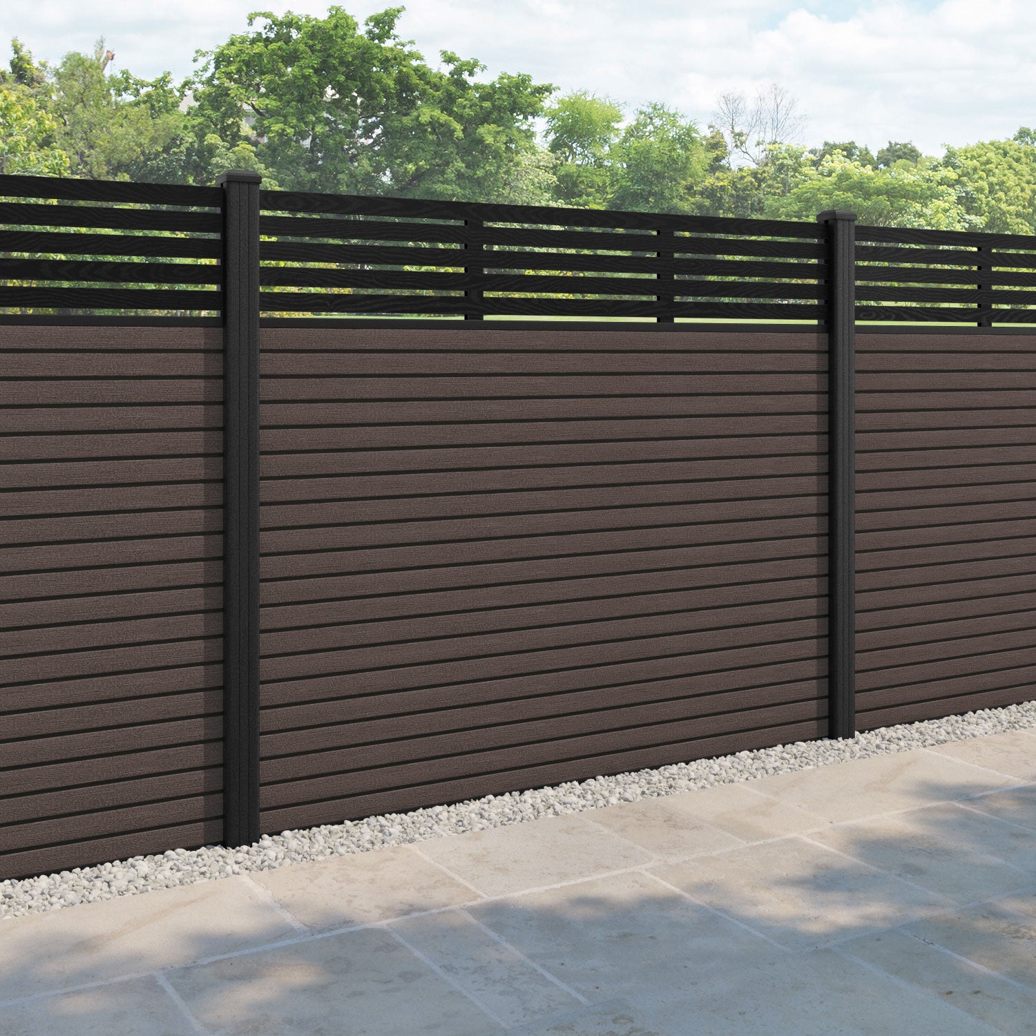 Hudson Aspen Fence Panel - Mid Brown - with our composite posts