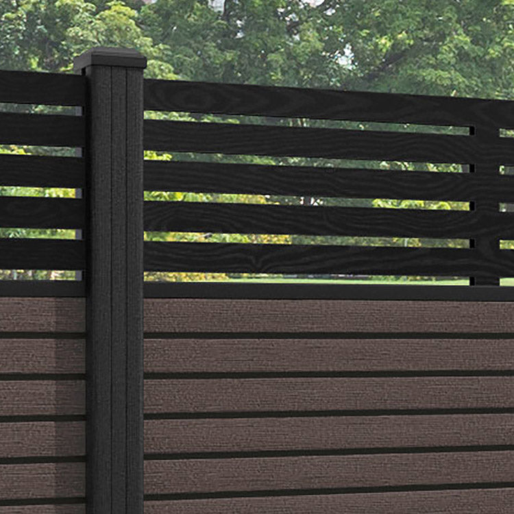 Hudson Aspen Fence Panel - Mid Brown - with our composite posts