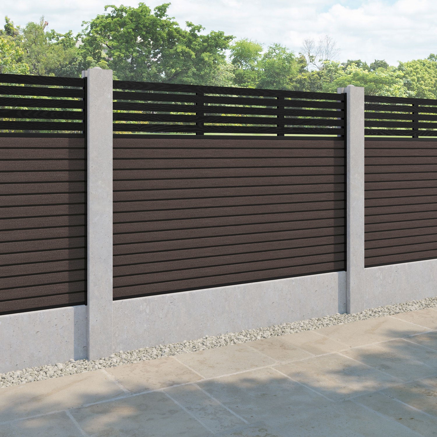 Hudson Aspen Fence Panel - Mid Brown - for existing concrete posts
