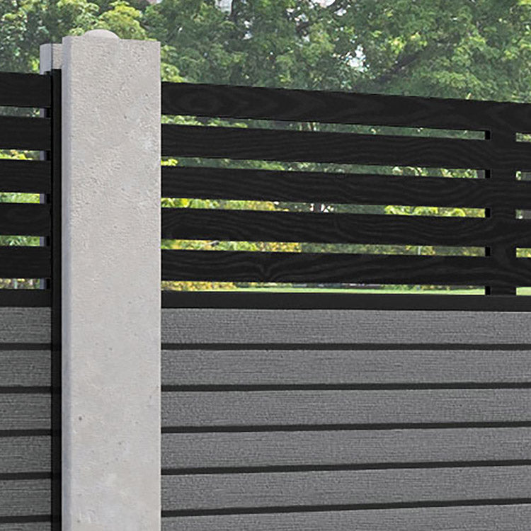 Hudson Aspen Fence Panel - Mid Grey - for existing concrete posts