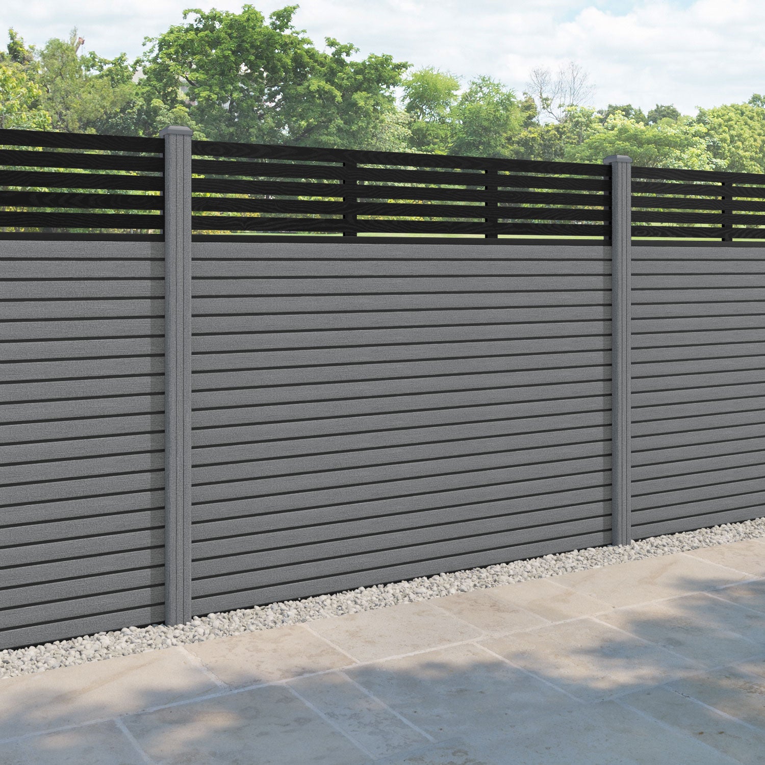 Hudson Aspen Fence Panel - Mid Grey - with our composite posts