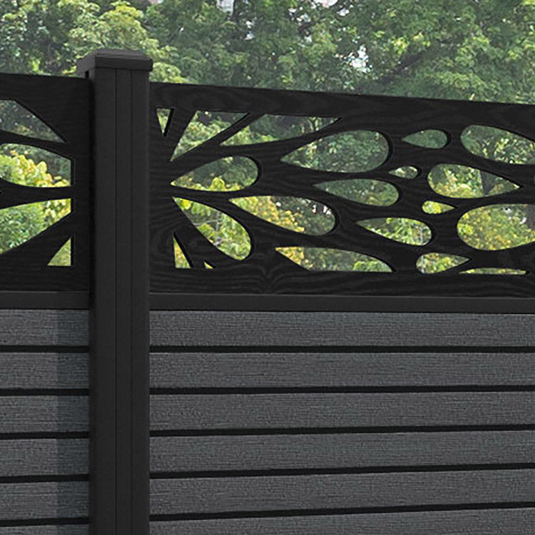 Hudson Blossom Fence Panel - Dark Grey - with our aluminium posts