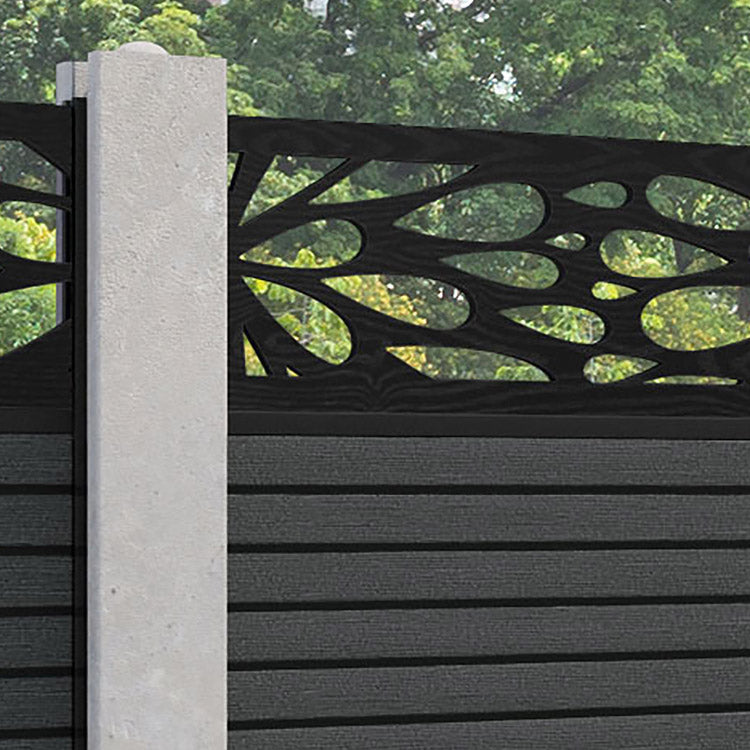 Hudson Blossom Fence Panel - Dark Grey - for existing concrete posts
