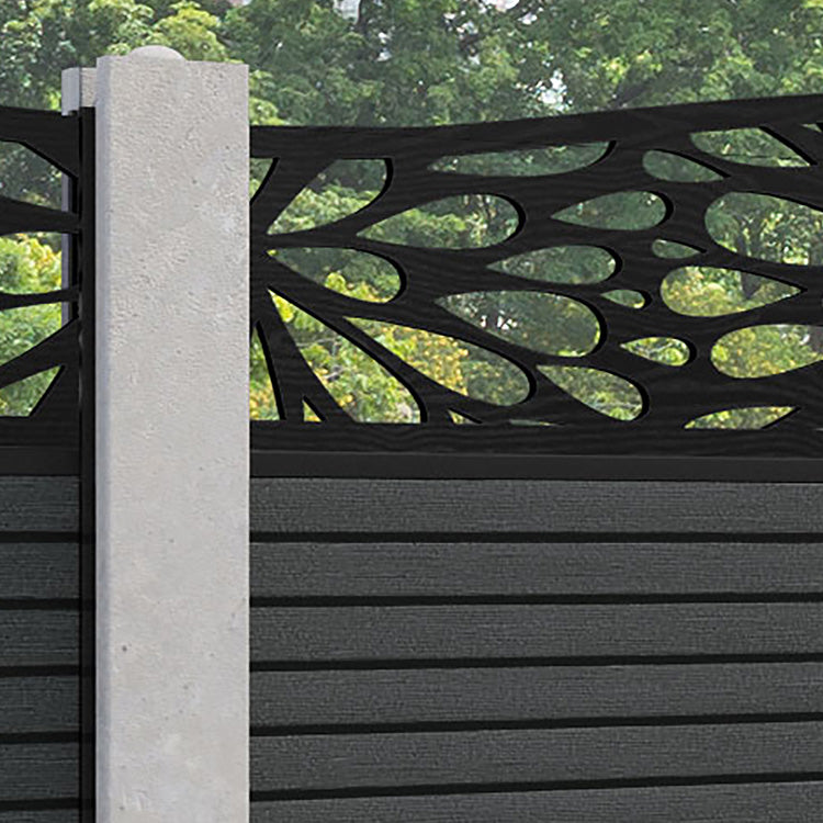 Hudson Blossom Curved Top Fence Panel - Dark Grey - for existing concrete posts