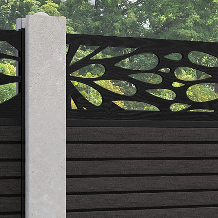 Hudson Blossom Fence Panel - Dark Oak - for existing concrete posts