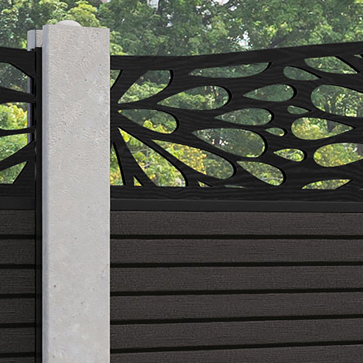 Hudson Blossom Curved Top Fence Panel - Dark Oak - for existing concrete posts