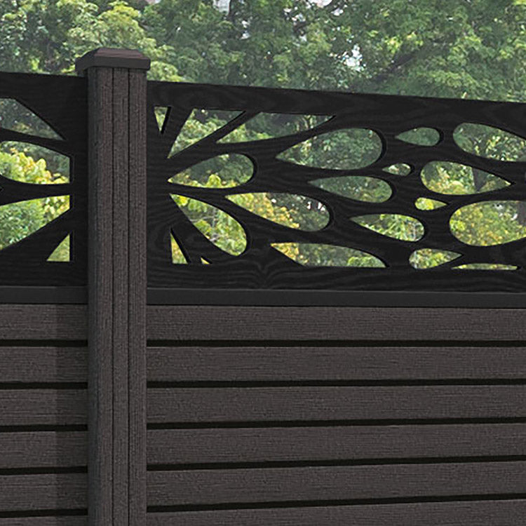 Hudson Blossom Fence Panel - Dark Oak - with our composite posts
