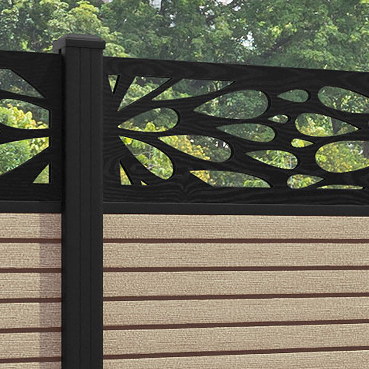 Hudson Blossom Fence Panel - Light Oak - with our aluminium posts
