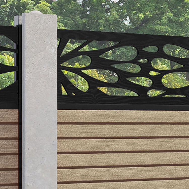 Hudson Blossom Fence Panel - Light Oak - for existing concrete posts