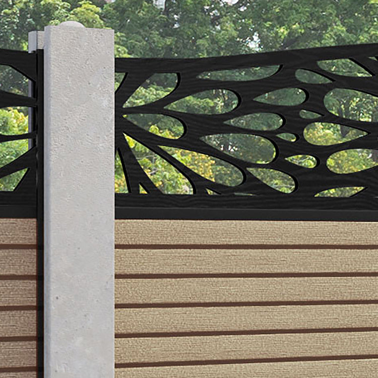 Hudson Blossom Curved Top Fence Panel - Light Oak - for existing concrete posts