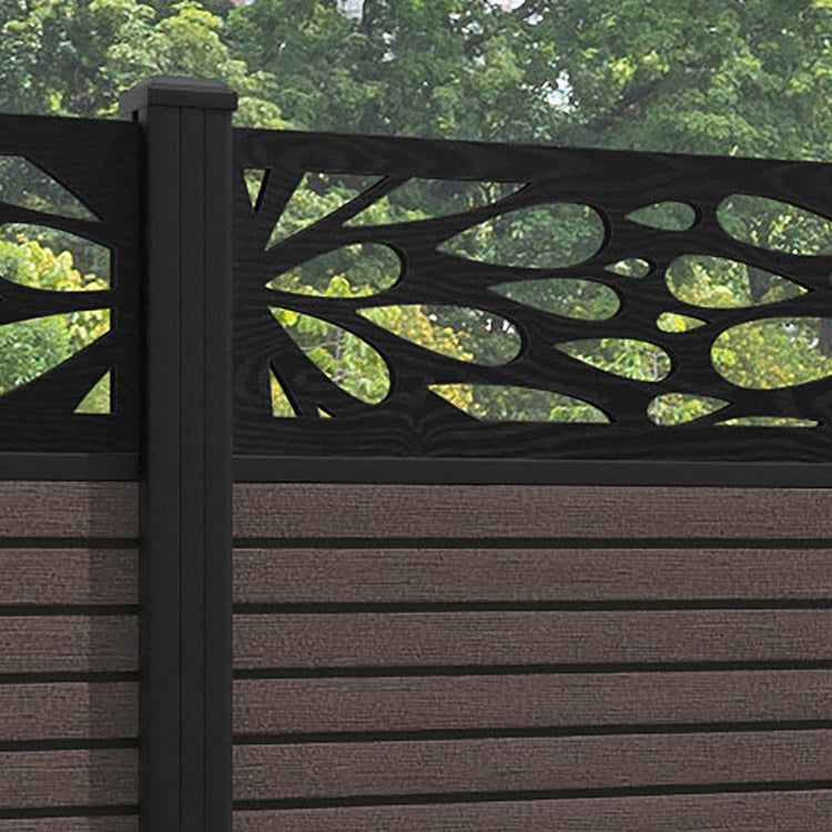 Hudson Blossom Fence Panel - Mid Brown - with our aluminium posts