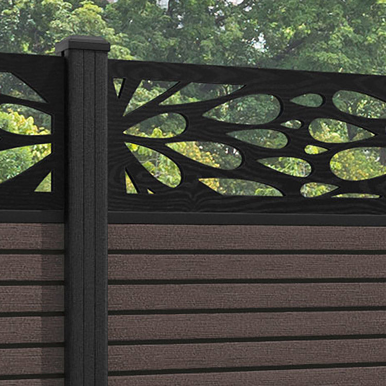 Hudson Blossom Fence Panel - Mid Brown - with our composite posts
