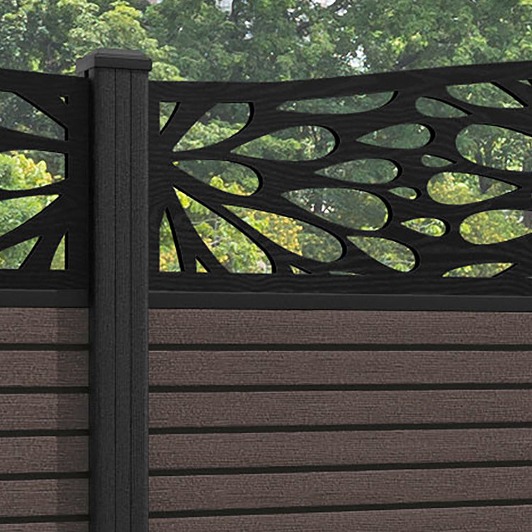 Hudson Blossom Curved Top Fence Panel - Mid Brown - with our composite posts