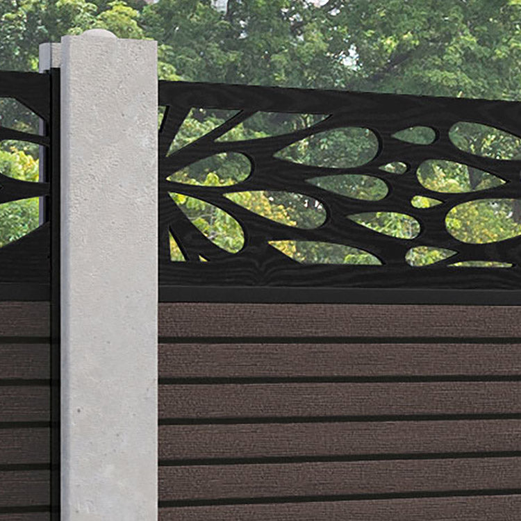 Hudson Blossom Fence Panel - Mid Brown - for existing concrete posts