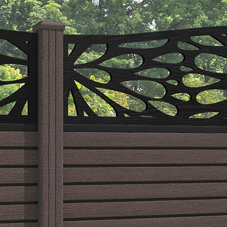 Hudson Blossom Curved Top Fence Panel - Mid Brown - with our composite posts