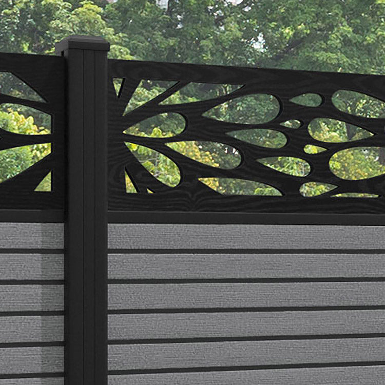 Hudson Blossom Fence Panel - Mid Grey - with our aluminium posts