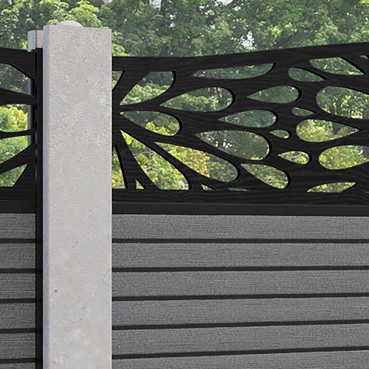 Hudson Blossom Curved Top Fence Panel - Mid Grey - for existing concrete posts