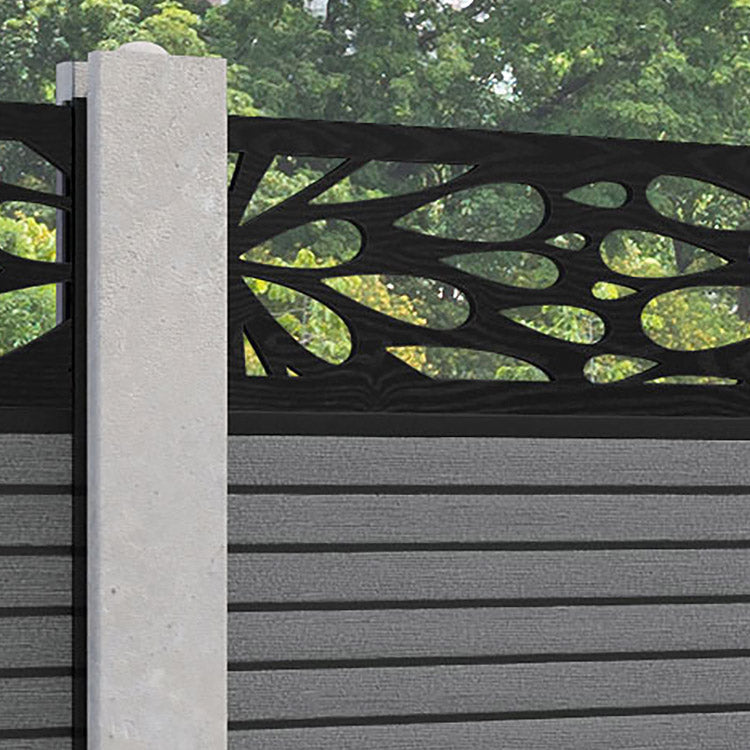 Hudson Blossom Fence Panel - Mid Grey - for existing concrete posts