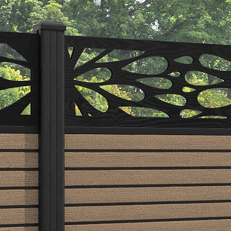Hudson Blossom Fence Panel - Teak - with our composite posts