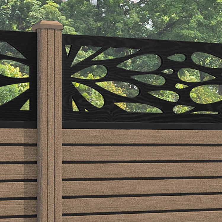 Hudson Blossom Fence Panel - Teak - with our composite posts