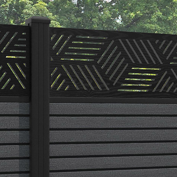 Hudson Cubed Fence Panel - Dark Grey - with our aluminium posts