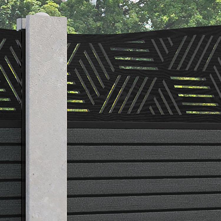 Hudson Cubed Curved Top Fence Panel - Dark Grey - for existing concrete posts