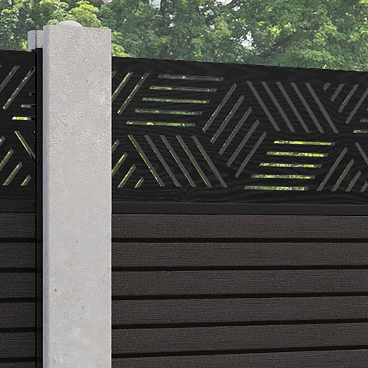 Hudson Cubed Fence Panel - Dark Oak - for existing concrete posts