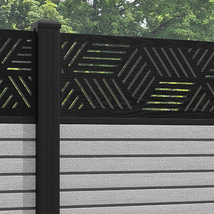Hudson Cubed Fence Panel - Light Grey - with our aluminium posts
