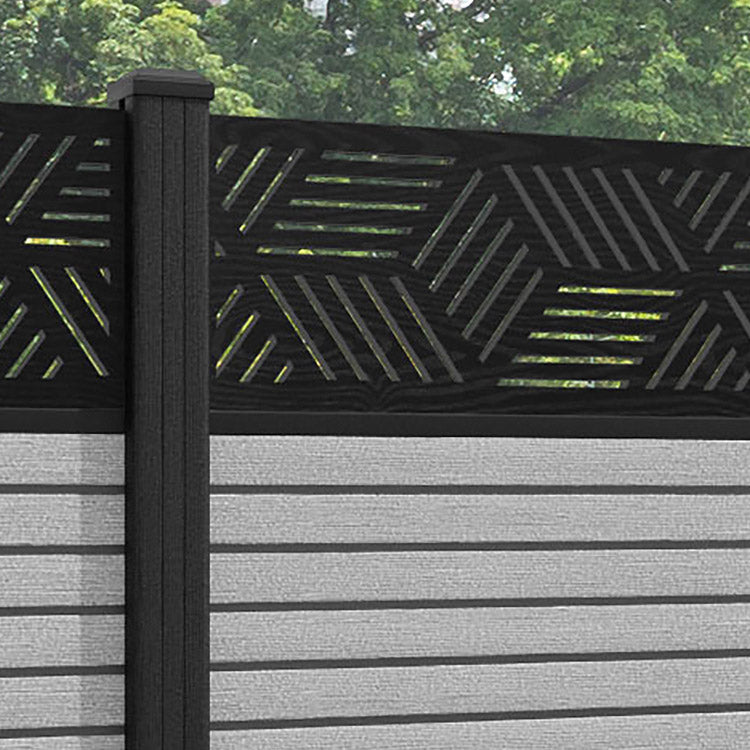 Hudson Cubed Fence Panel - Light Grey - with our composite posts