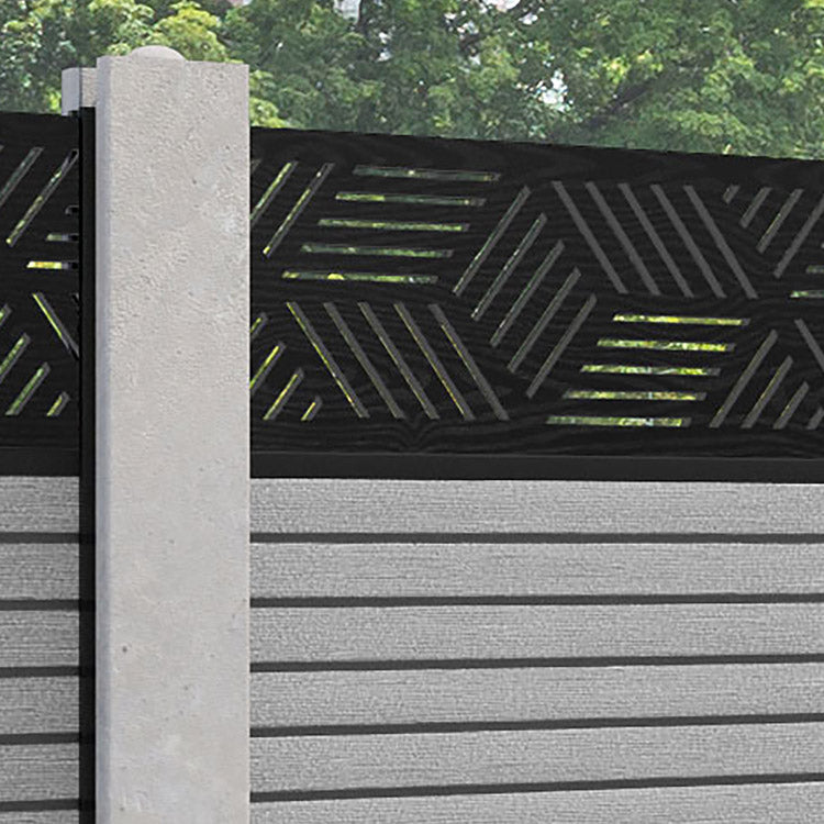 Hudson Cubed Fence Panel - Light Grey - for existing concrete posts