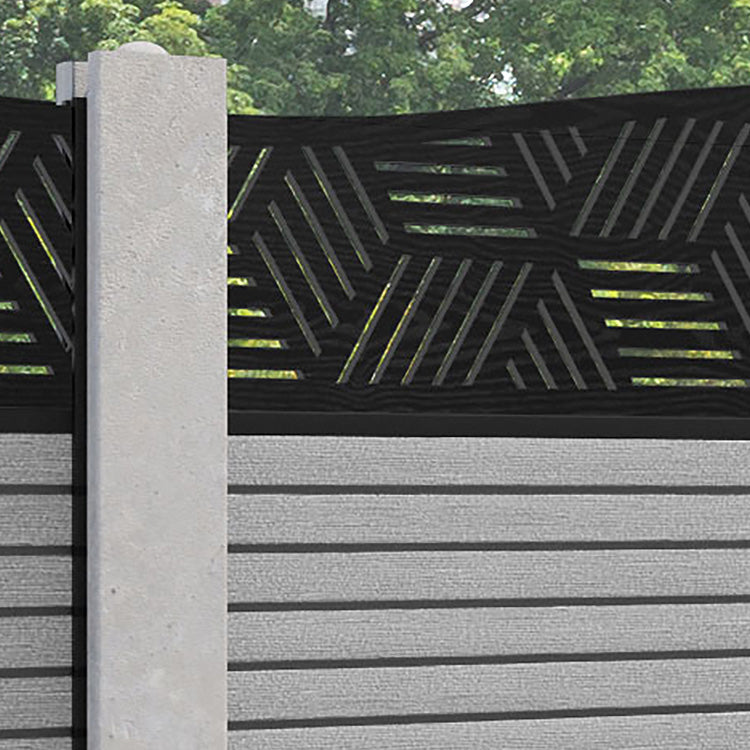 Hudson Cubed Curved Top Fence Panel - Light Grey - for existing concrete posts