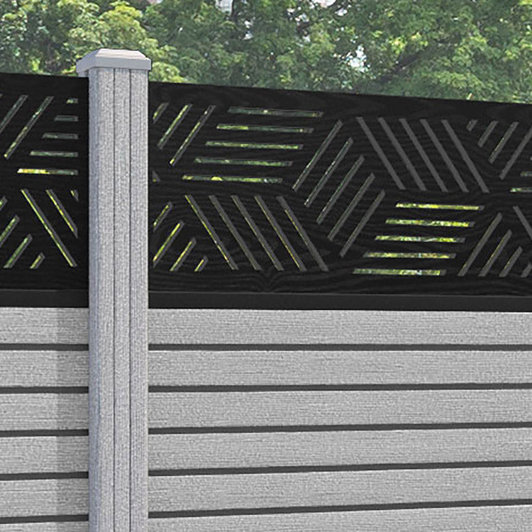 Hudson Cubed Fence Panel - Light Grey - with our composite posts