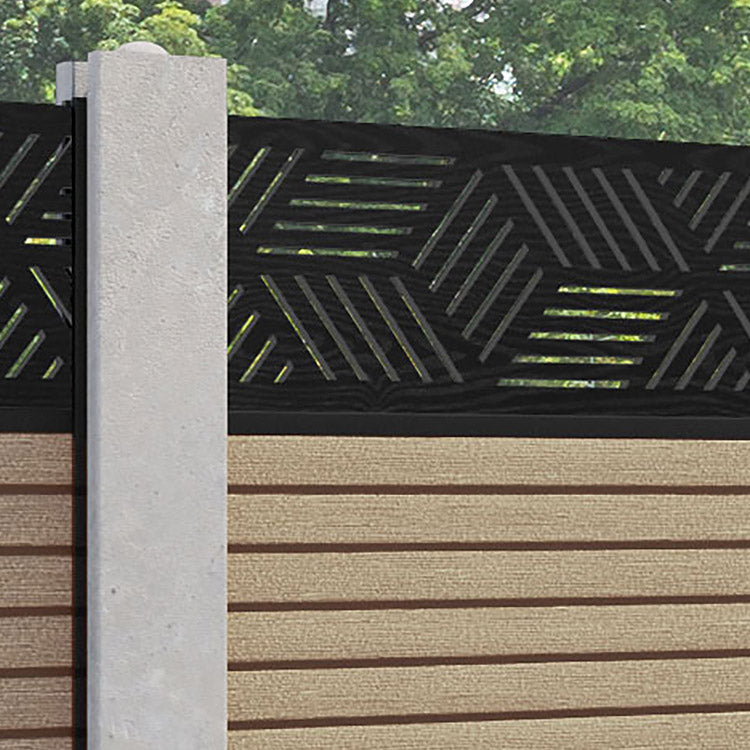 Hudson Cubed Fence Panel - Light Oak - for existing concrete posts