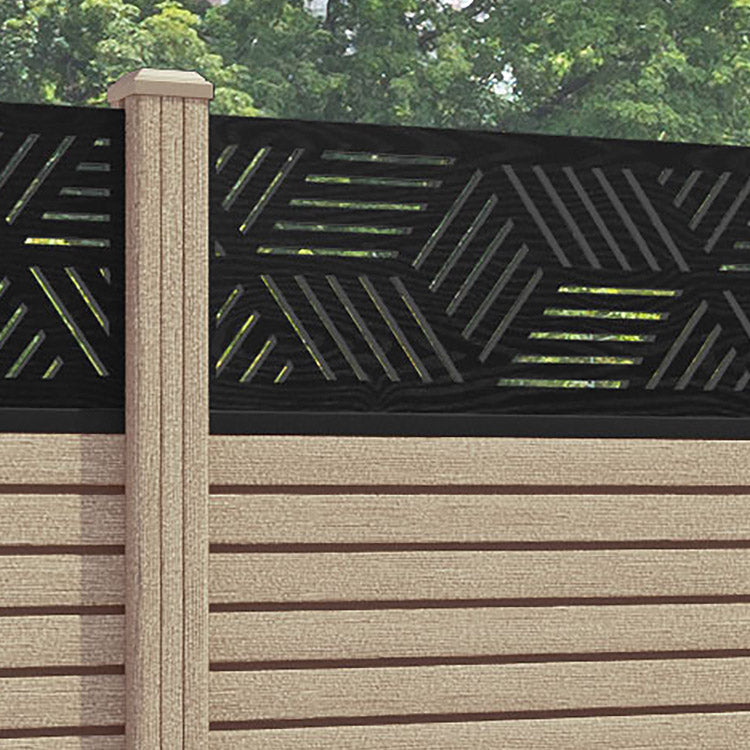 Hudson Cubed Fence Panel - Light Oak - with our composite posts