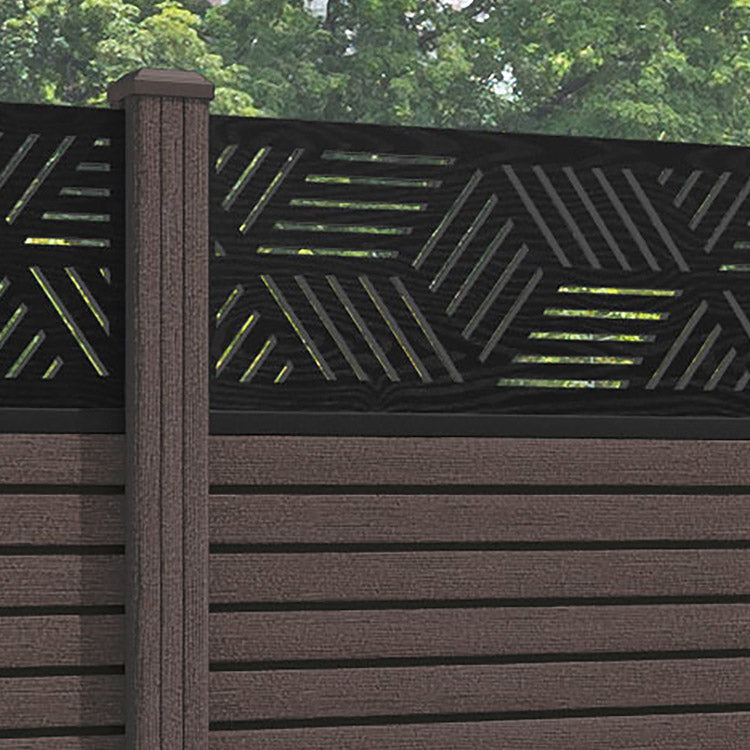 Hudson Cubed Fence Panel - Mid Brown - with our composite posts