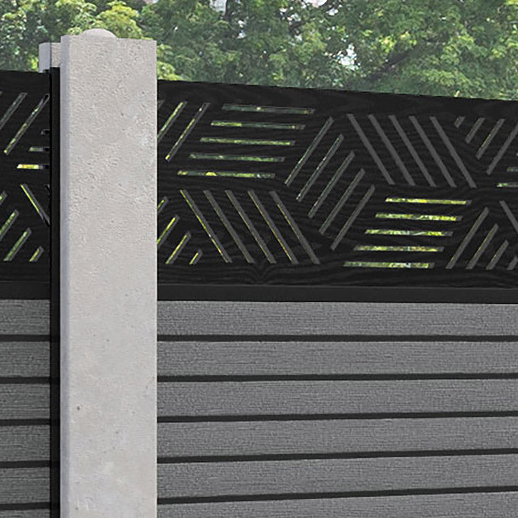 Hudson Cubed Fence Panel - Mid Grey - for existing concrete posts