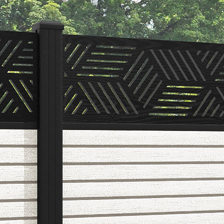 Hudson Cubed Fence Panel - Light Stone - with our aluminium posts