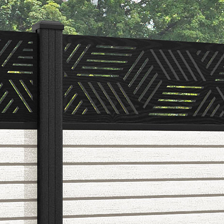 Hudson Cubed Fence Panel - Light Stone - with our composite posts