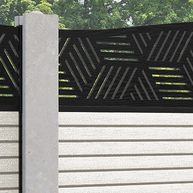 Hudson Cubed Curved Top Fence Panel - Light Stone - for existing concrete posts