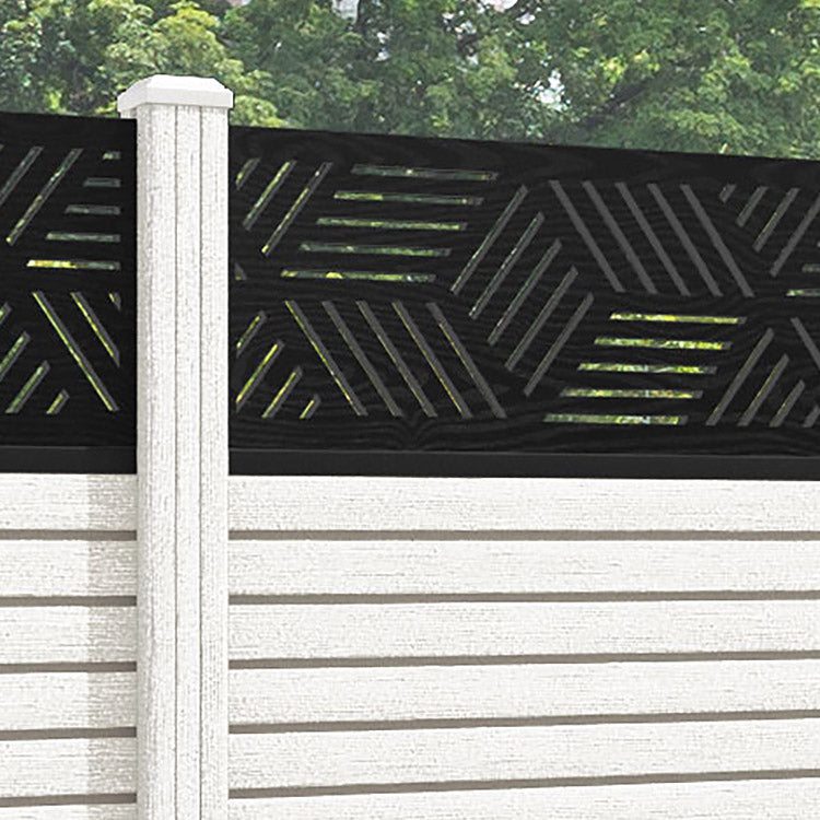 Hudson Cubed Fence Panel - Light Stone - with our composite posts