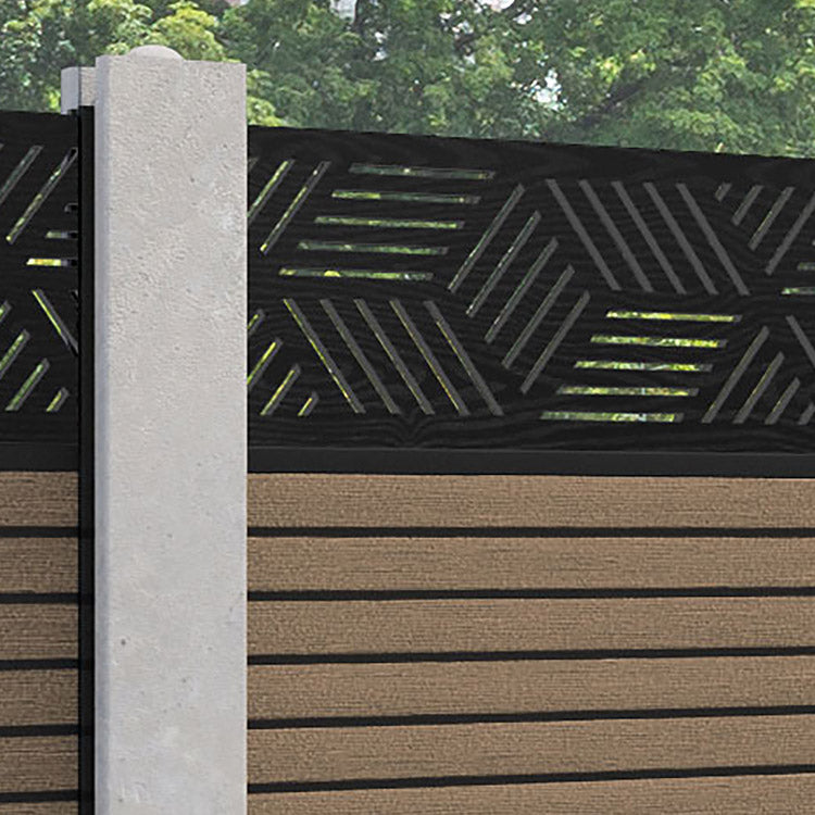 Hudson Cubed Fence Panel - Teak - for existing concrete posts