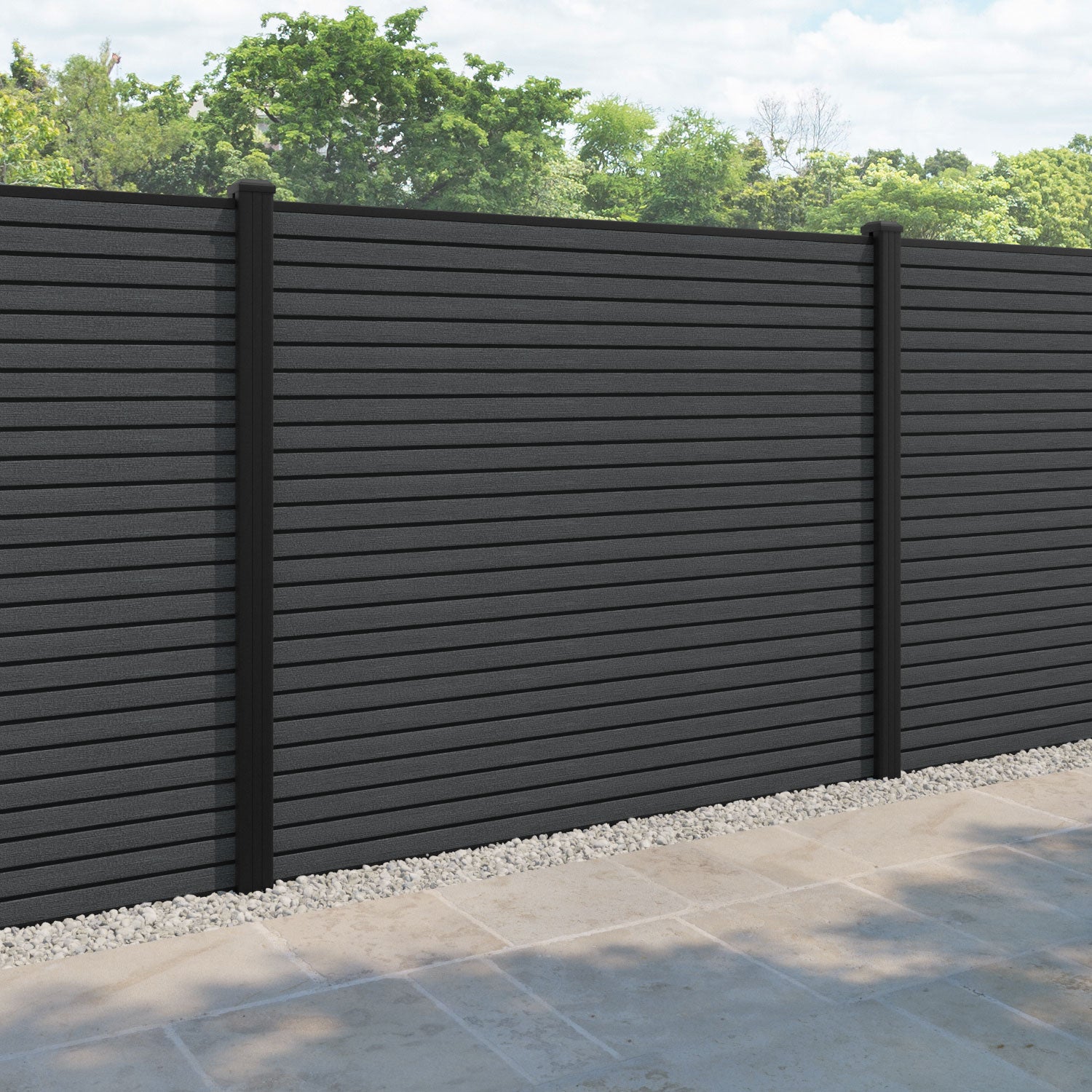 Hudson Fence Panel - Dark grey - with our aluminium posts