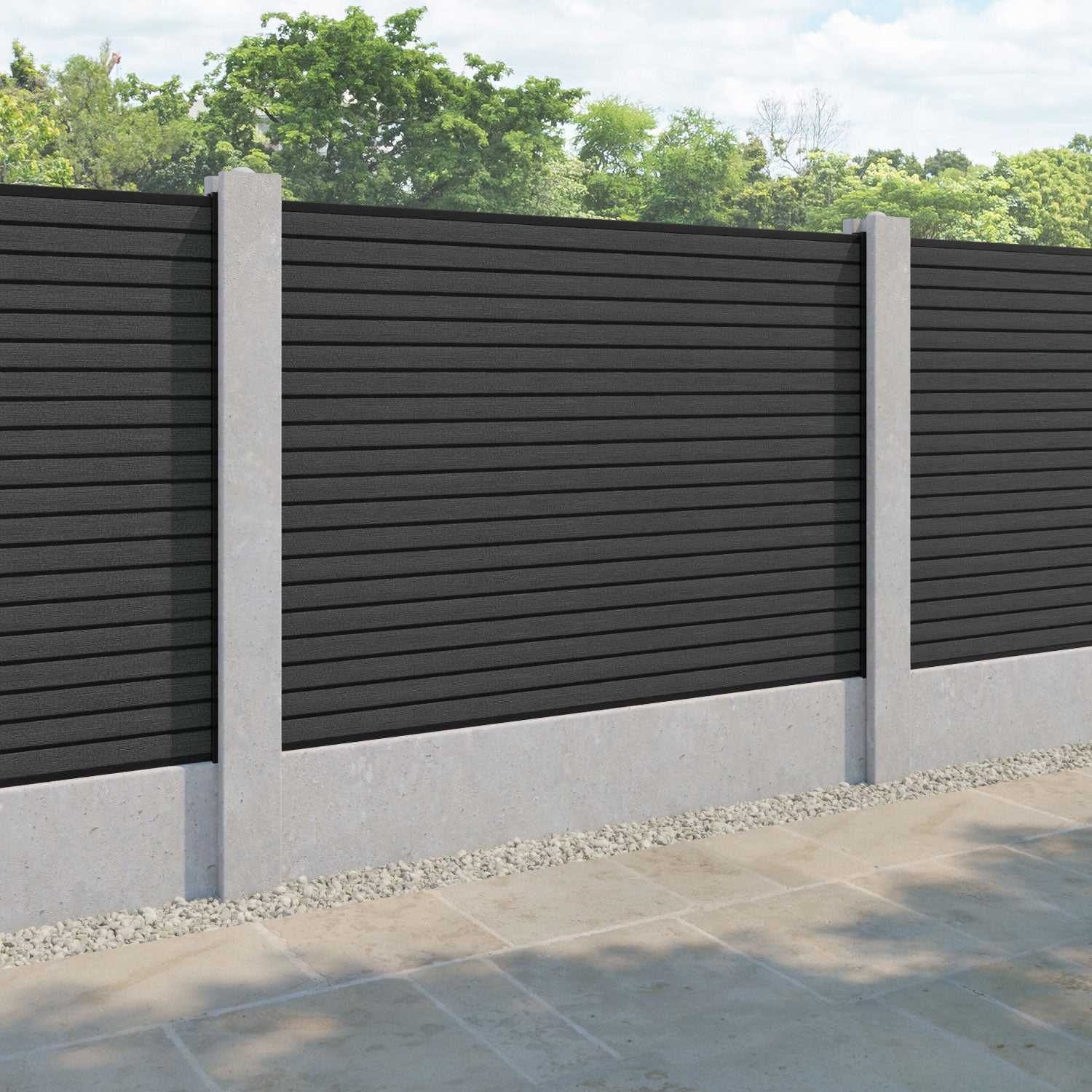 Hudson Fence Panel - Dark Grey - for existing concrete posts