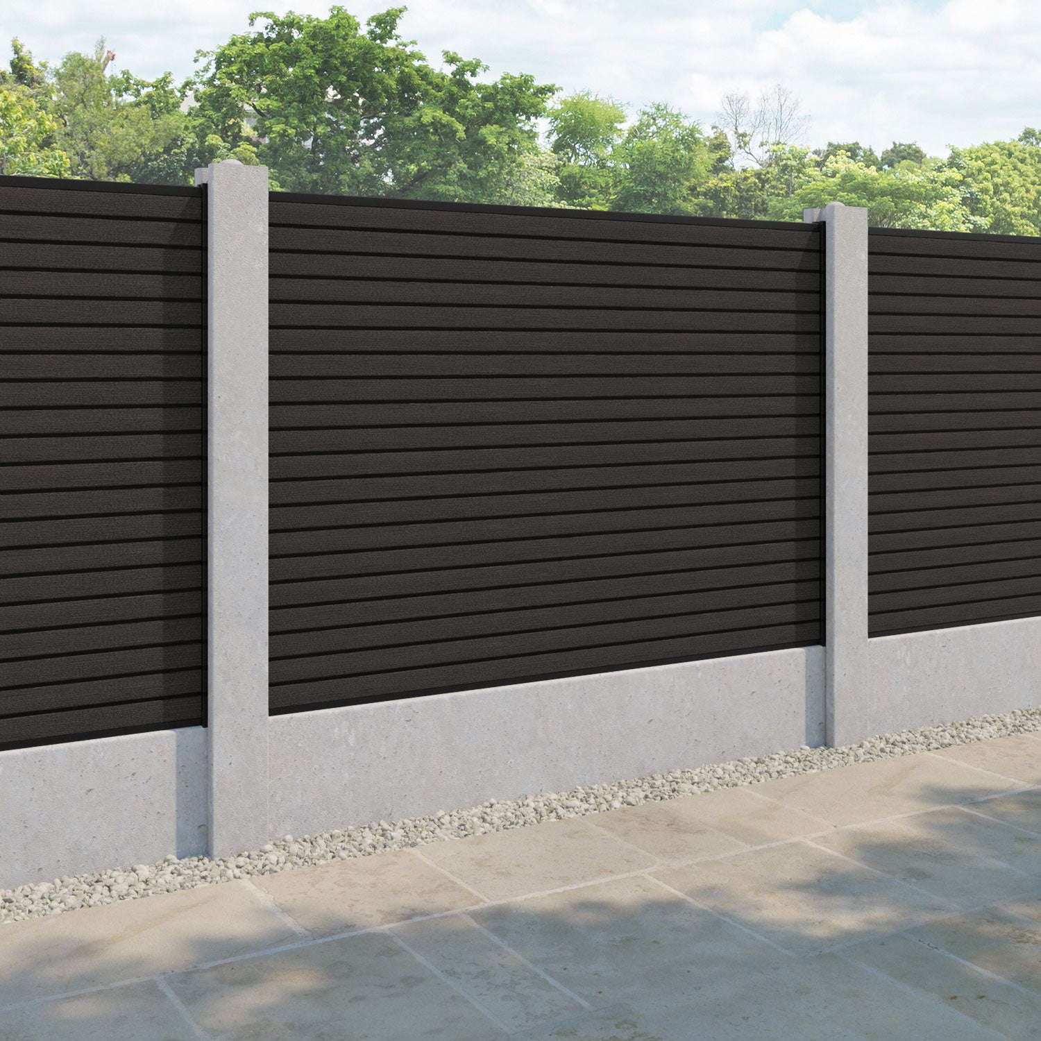 Hudson Fence Panel - Dark Oak - for existing concrete posts