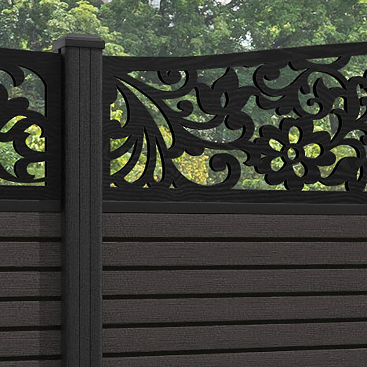 Hudson Eden Curved Top Fence Panel - Dark Oak - with our composite posts