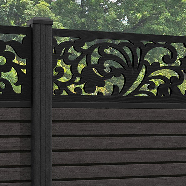 Hudson Eden Fence Panel - Dark Oak - with our composite posts
